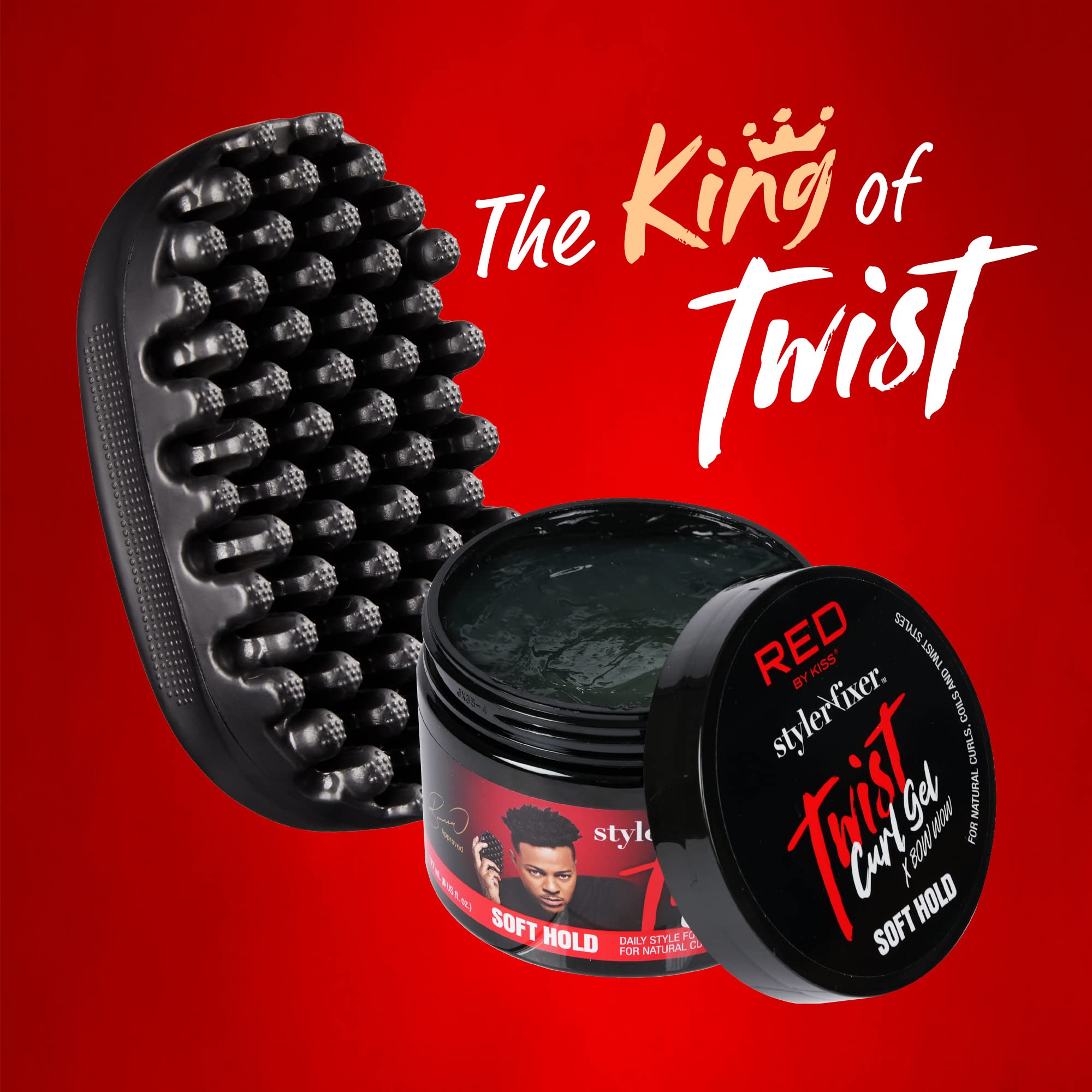 RED de Kiss Bow Wow Styler: rizos definidos con brocha resistente para uso diario.