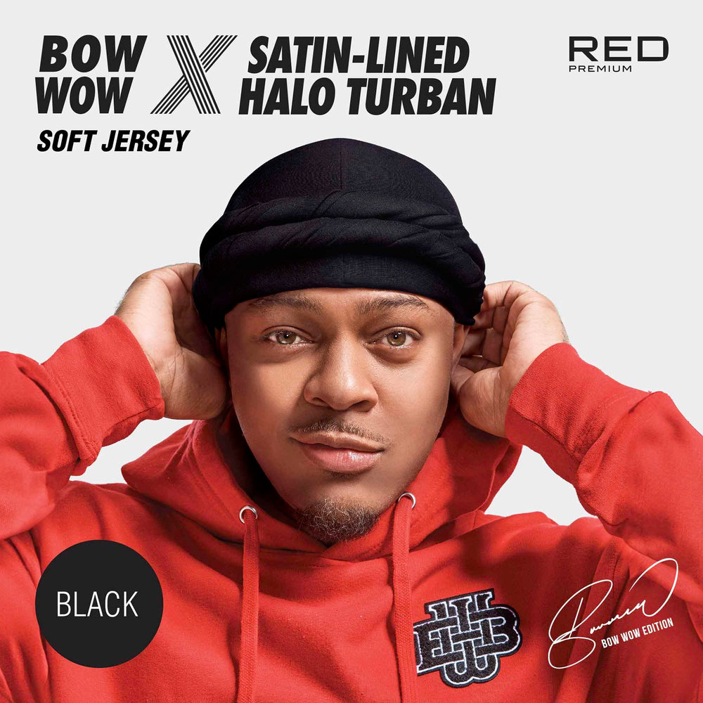Red by Kiss Bow Wow turbante halo disponible en Jersey y terciopelo para estilo y textura.