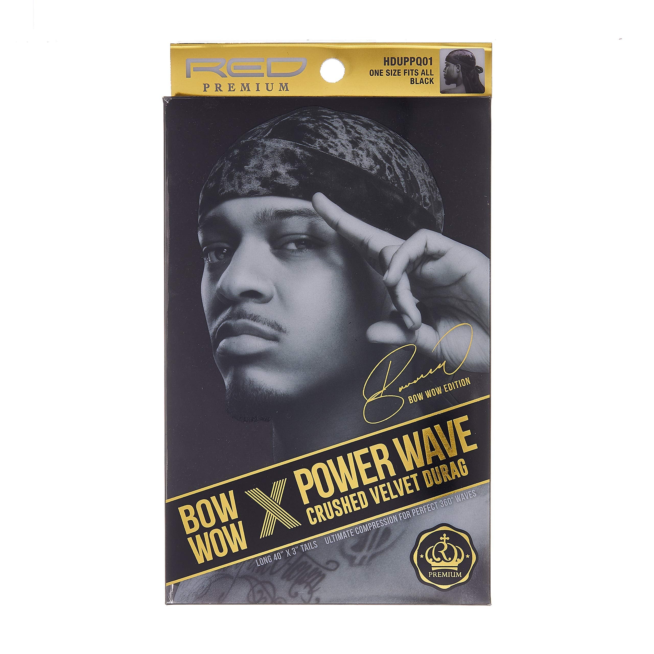 Durag Red by Kiss Bow Wow X Power Wave en negro para definir ondas y estilo