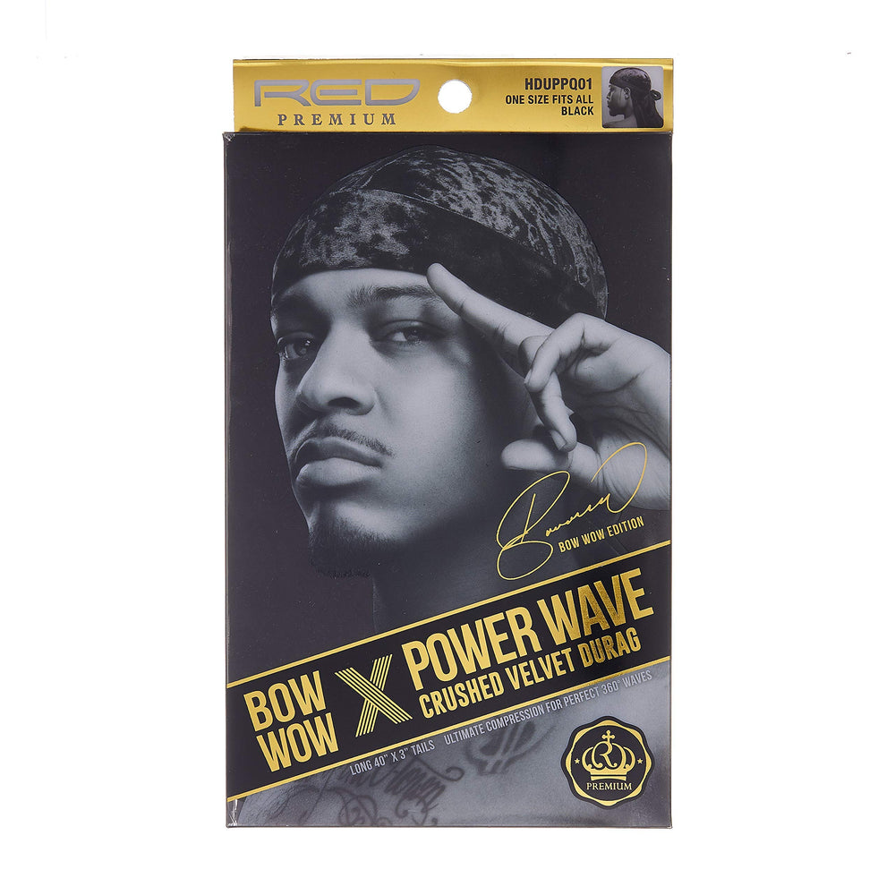 Durag Red by Kiss Bow Wow X Power Wave en negro para definir ondas y estilo