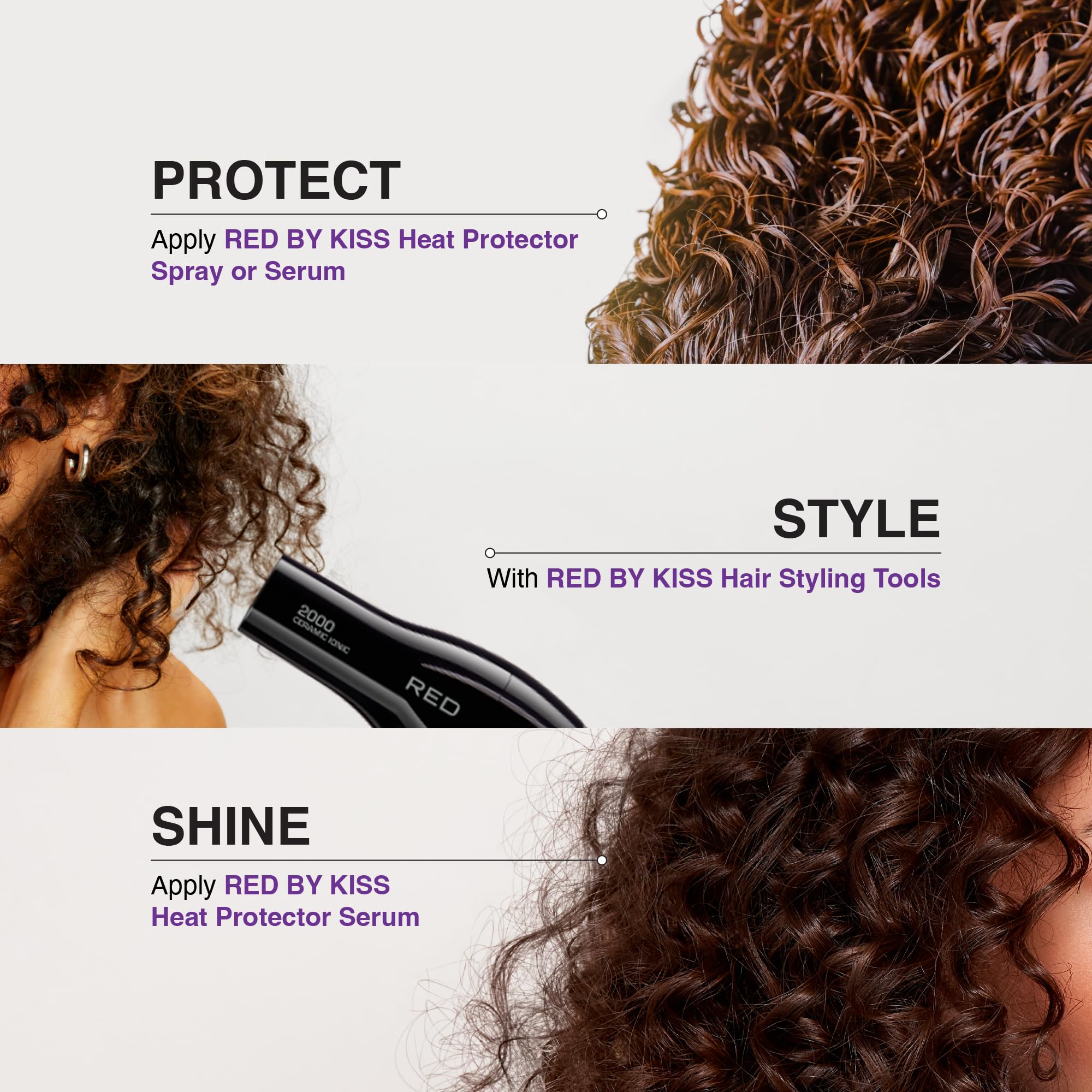 Brillo sedoso y natural con Red by Kiss Protector Térmico.