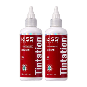 Tintación carmesí de Red by Kiss en bote, color intenso y duradero para un cambio audaz.