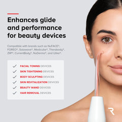 RED Medical Supplies gel conductivo para aplicación facial, se adapta a dispositivos compatibles.