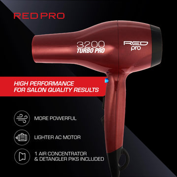 RED PRO ajustes de calor y velocidad para todo tipo de cabello.
