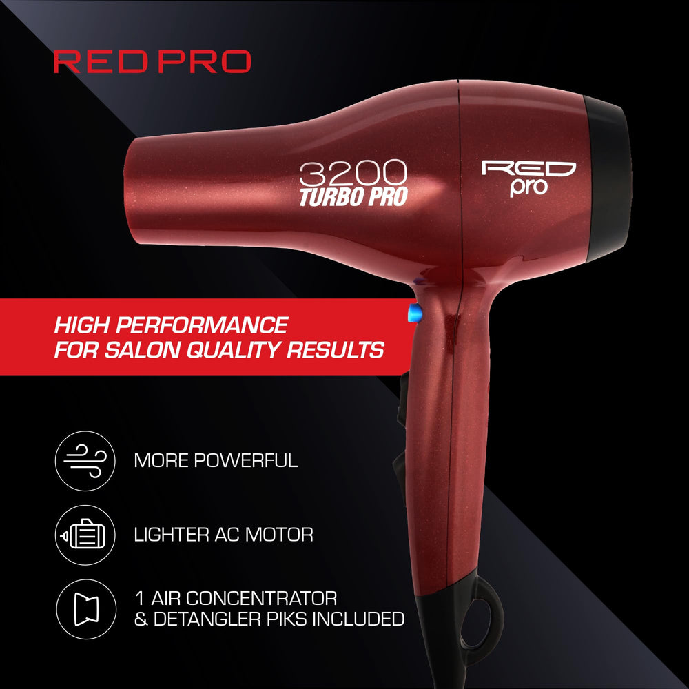 RED PRO ajustes de calor y velocidad para todo tipo de cabello.