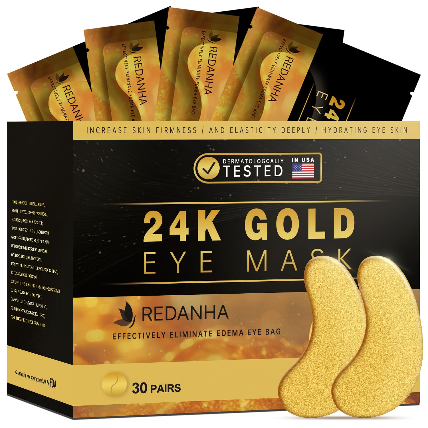 REDANHA parches ojos 24K oro iluminan mirada y aportan frescor