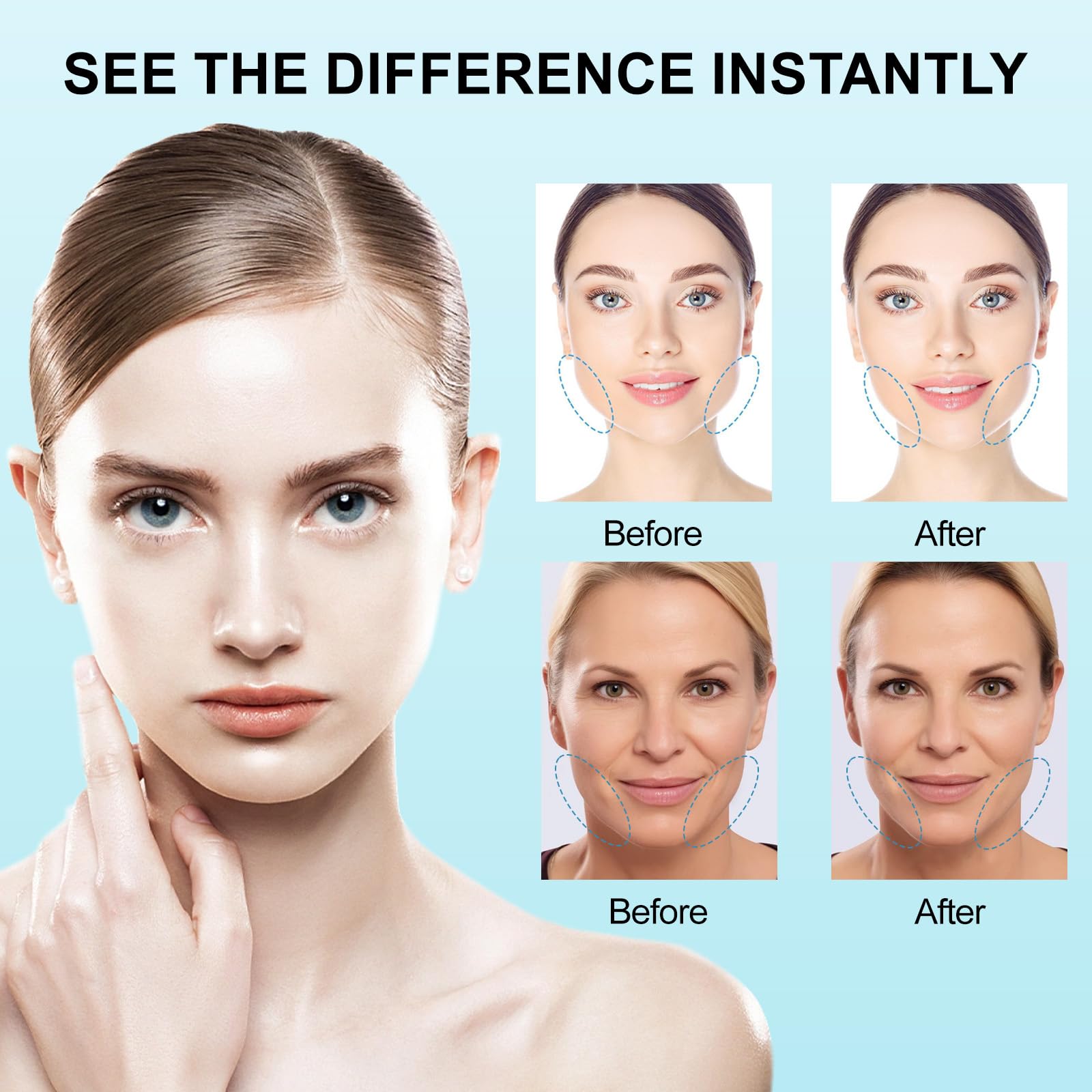 Redcool cinta de levantamiento facial para ojos y mandíbula con adherencia estable
