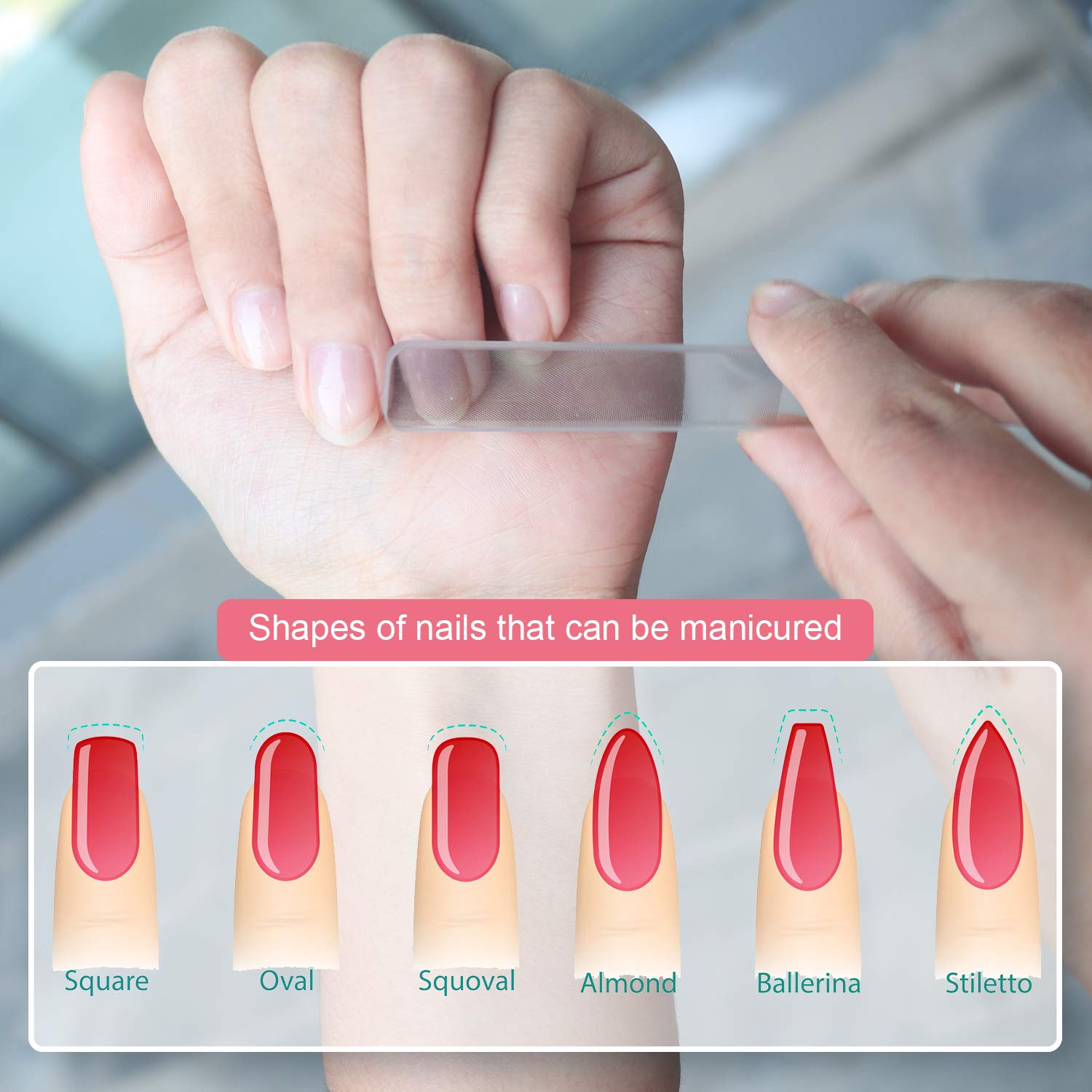 RedFlow juego de dos limas nano de vidrio para manicura en casa.