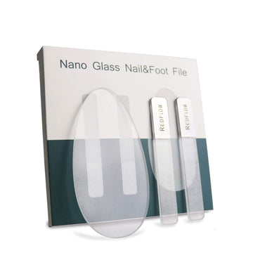 RedFlow lima de uñas de vidrio nano para uñas naturales con acabado suave.