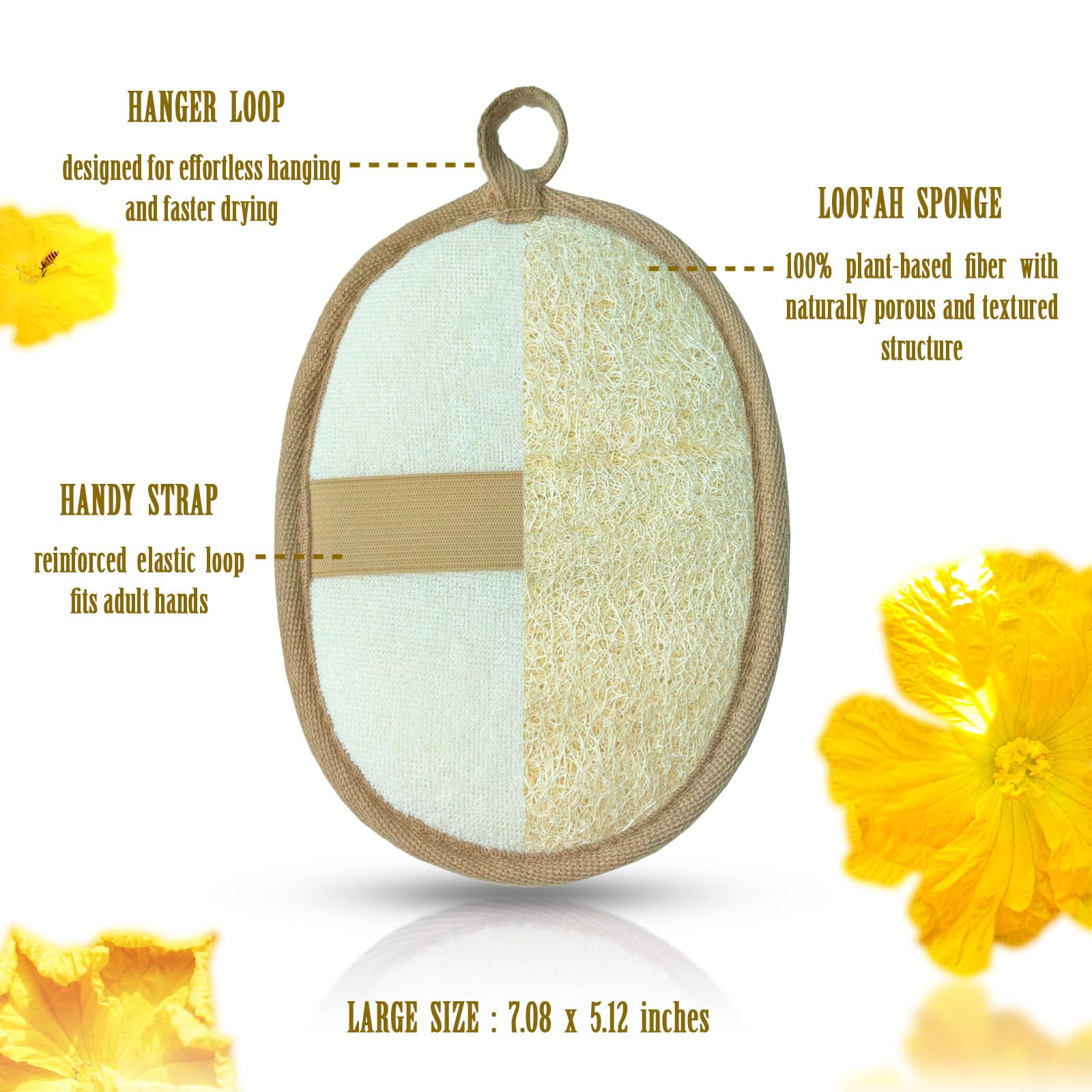 ReedChaCha lufa natural, exfoliación dual para piel suave y limpia.