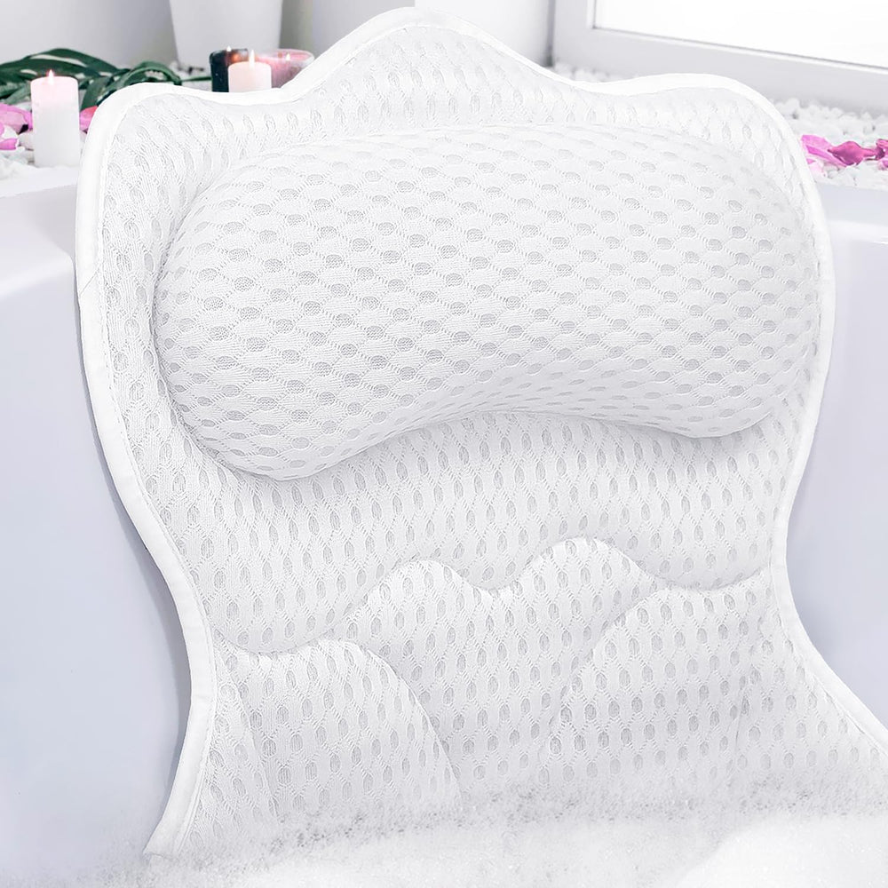Almohada de baño REEZEIVI para cuello, soporte suave y cómodo durante el baño.