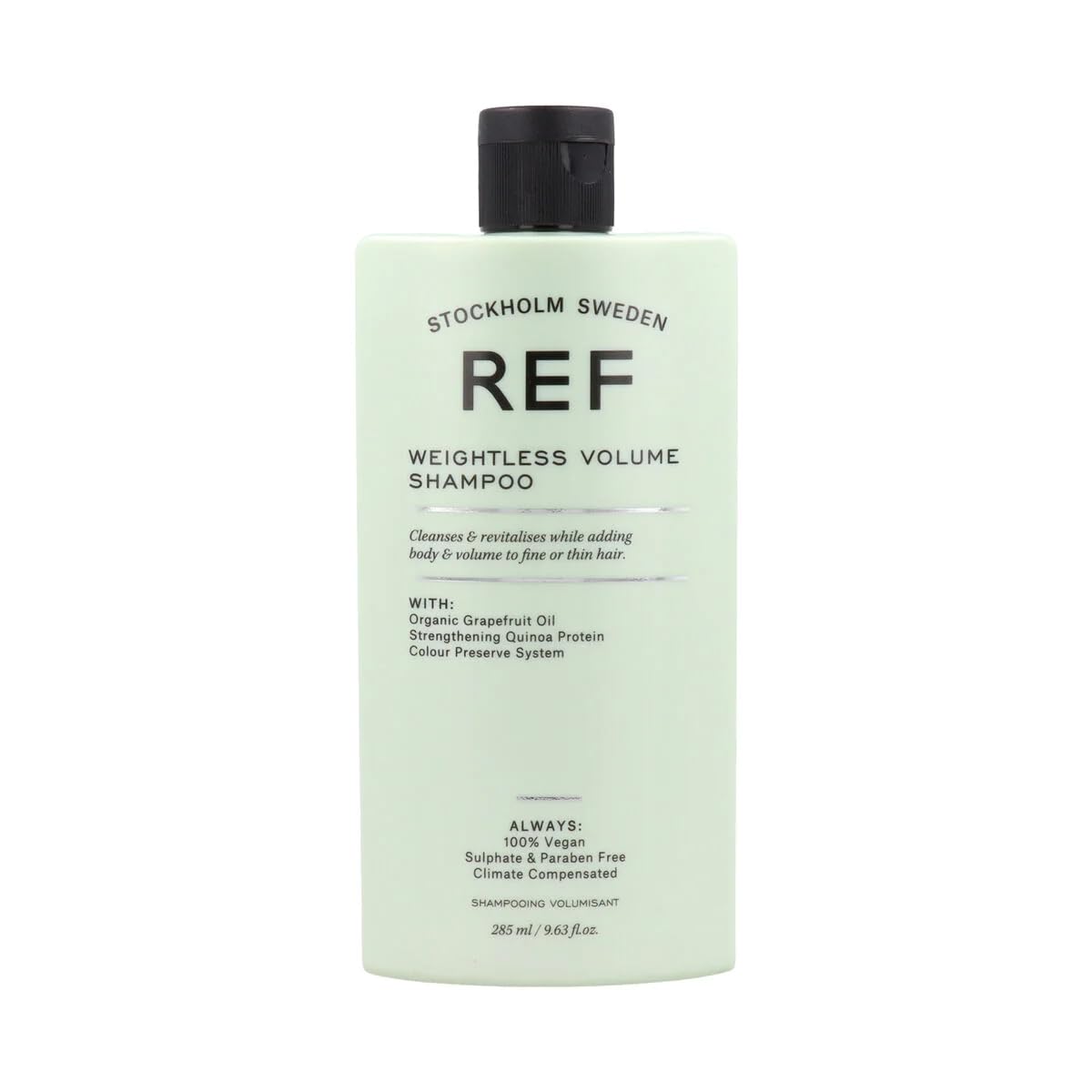 REF Champú de Volumen Ligero: cuerpo sostenible y brillo al verter.