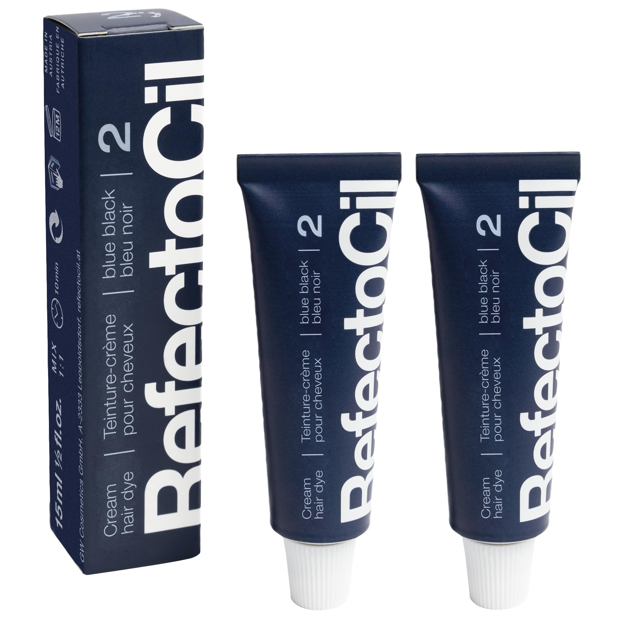 RefectoCil Azul Negro: tinte crema para color profundo y brillo duradero.