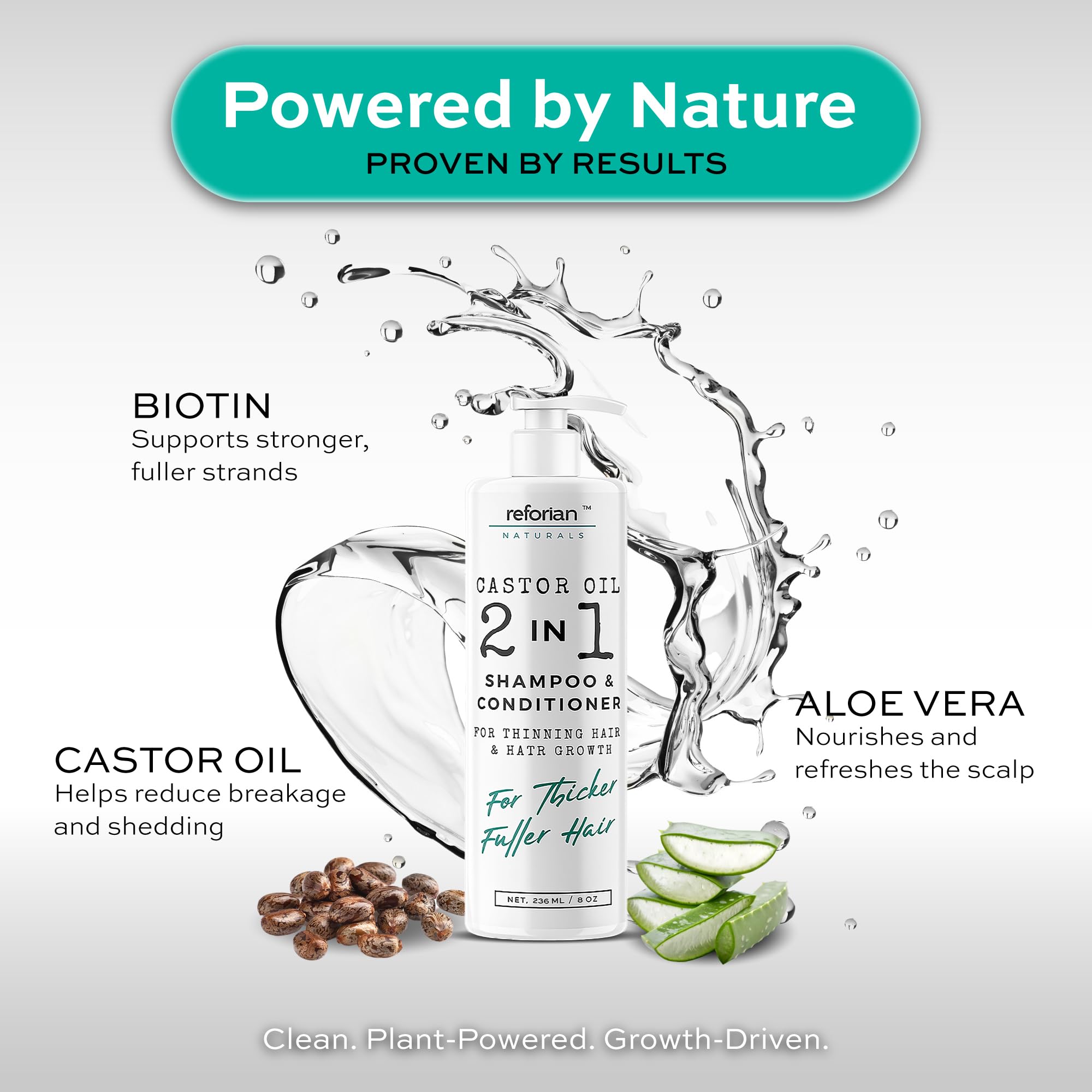 Reforian aceite de ricino y acondicionador espesor; cabello más denso y suave
