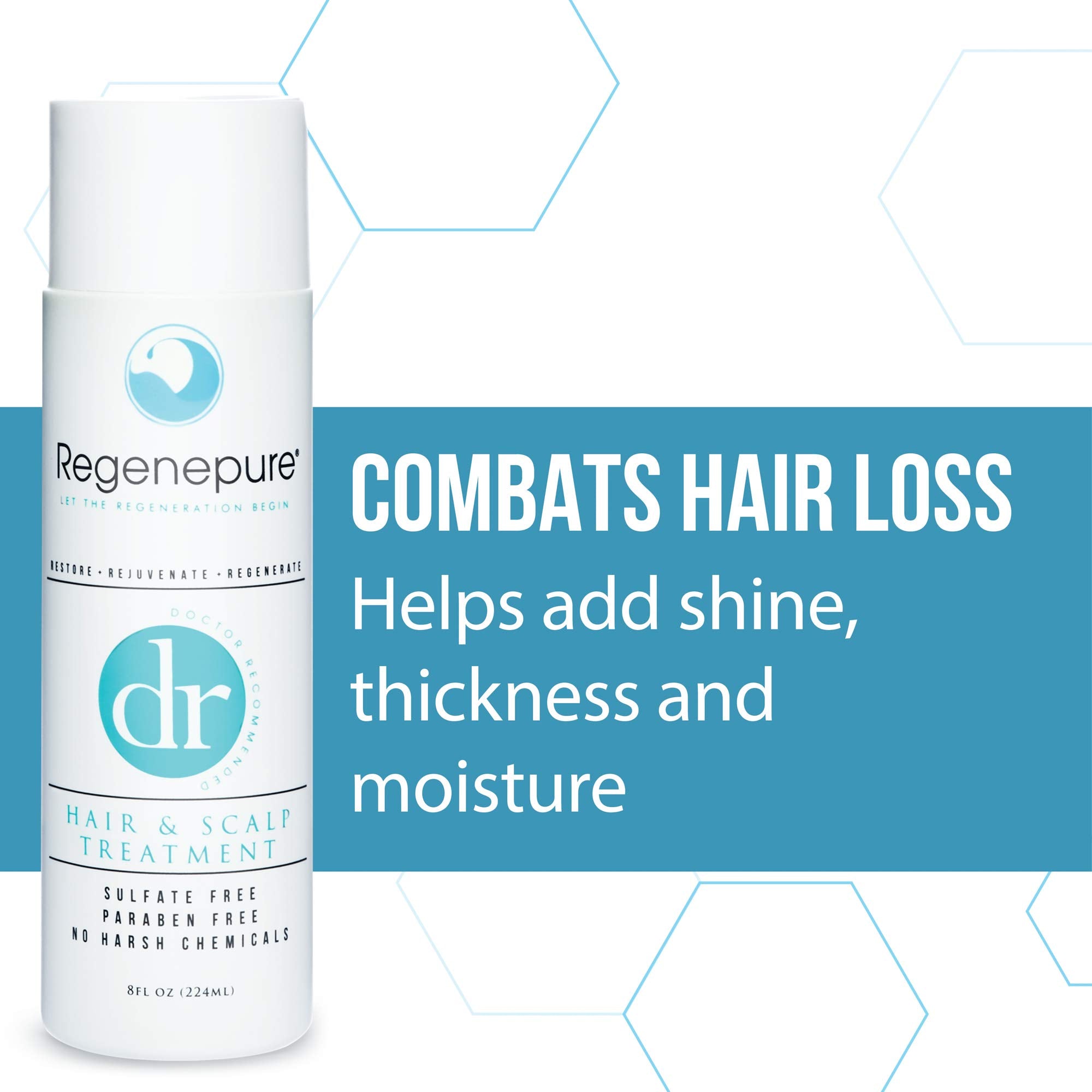 REGENEPURE DR Shampoo ingredientes clave como aloe vera y saw palmetto