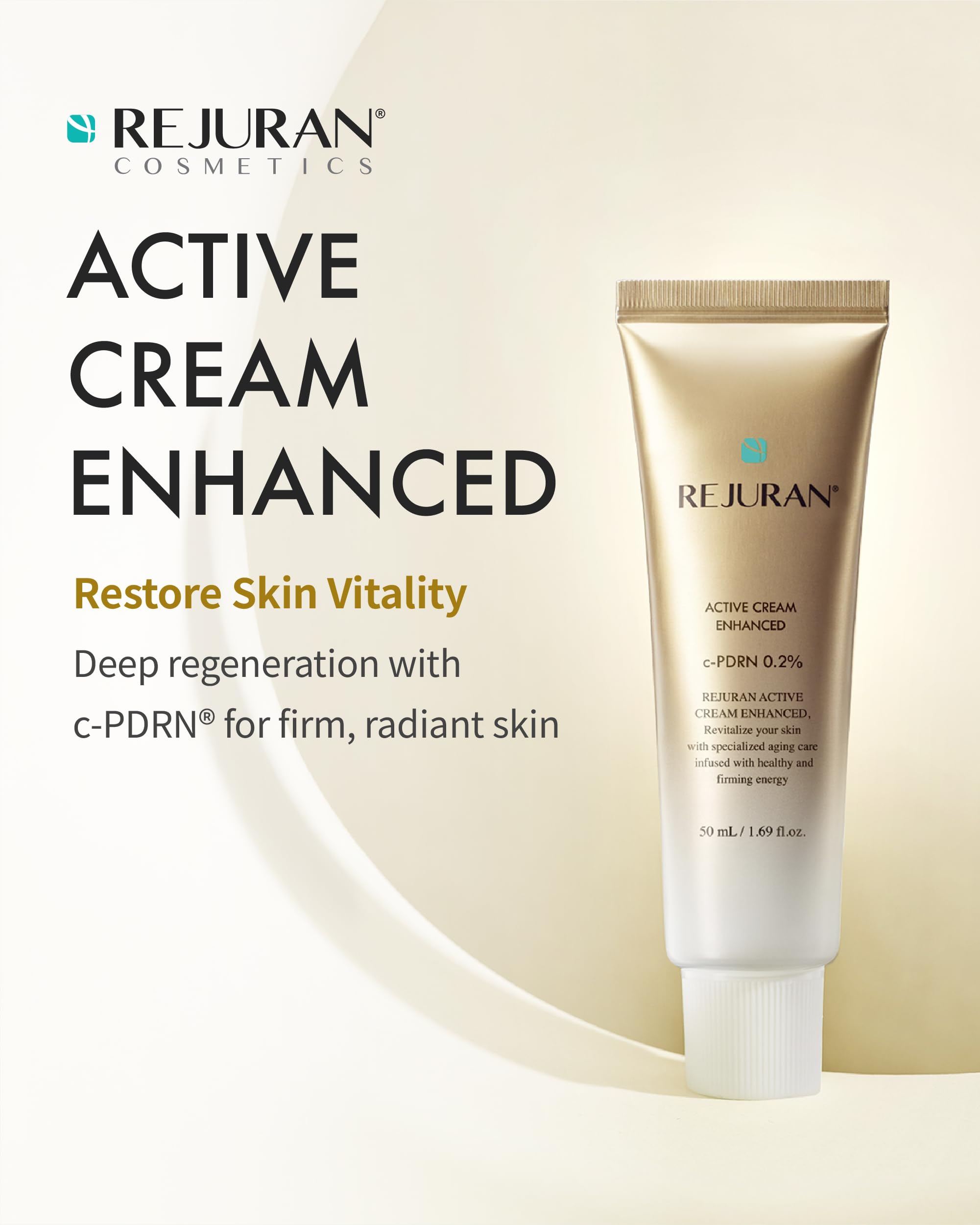 REJURAN Active Cream Enhanced muestra su textura crema para hidratación profunda.
