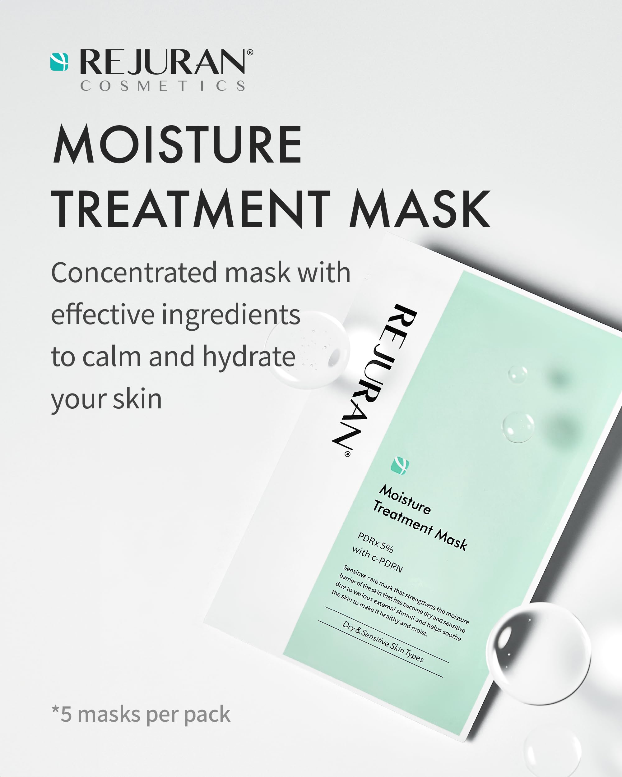 REJURAN mascarilla con concentración PDRx 50,000 ppm para calmar la piel.