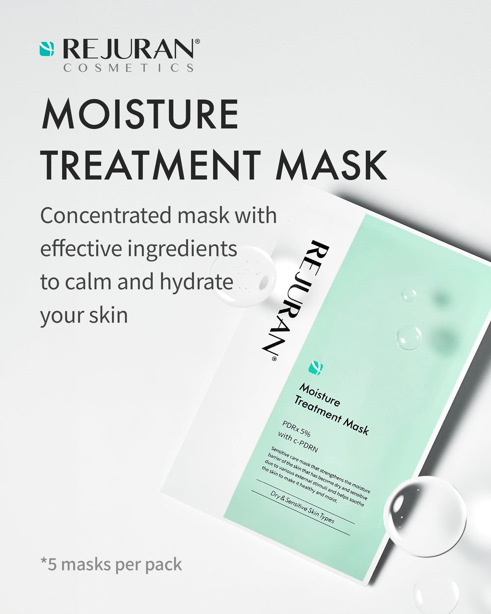 REJURAN mascarilla con concentración PDRx 50,000 ppm para calmar la piel.