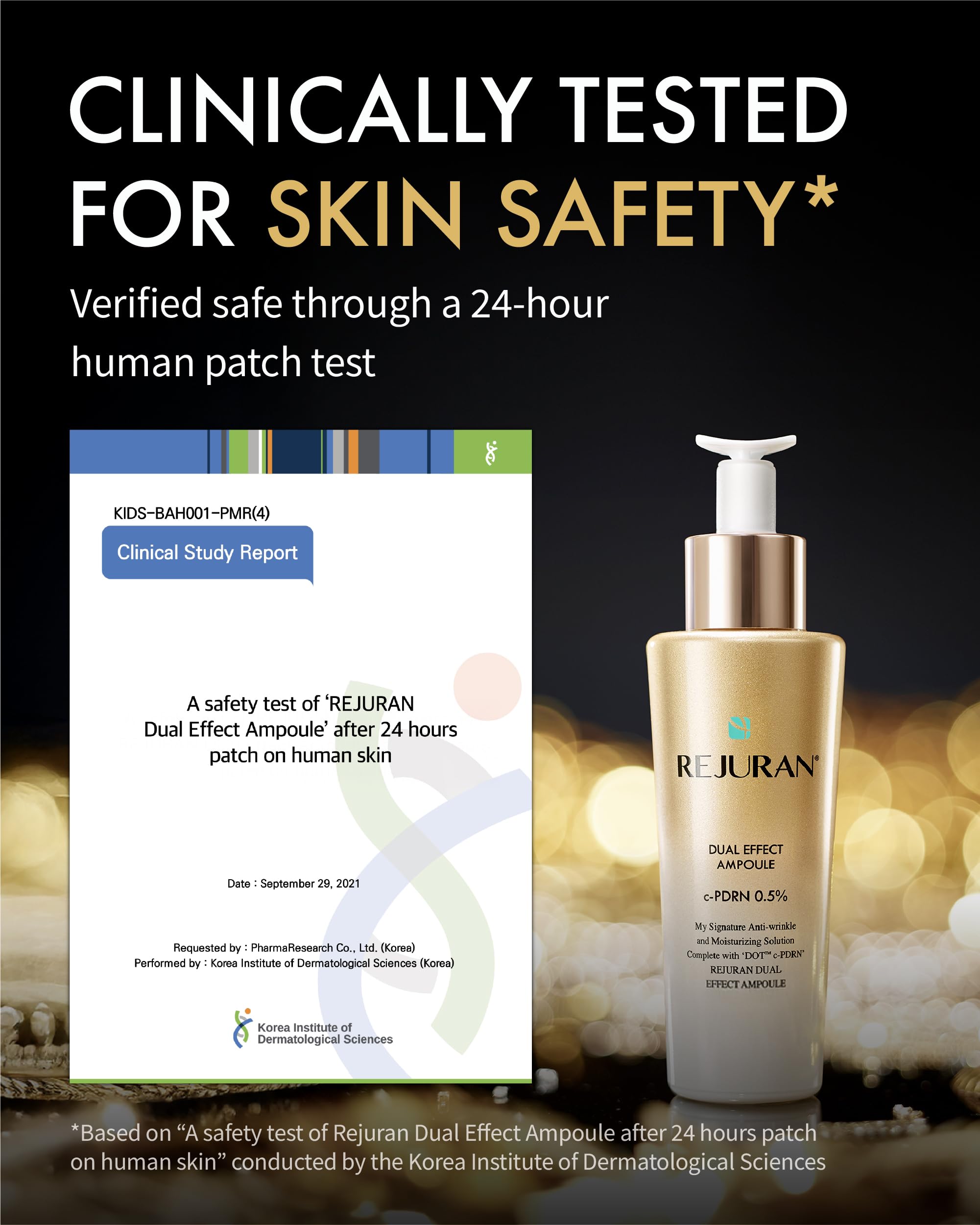REJURAN Dual Effect Ampoule absorción rápida para piel suave y preparada.