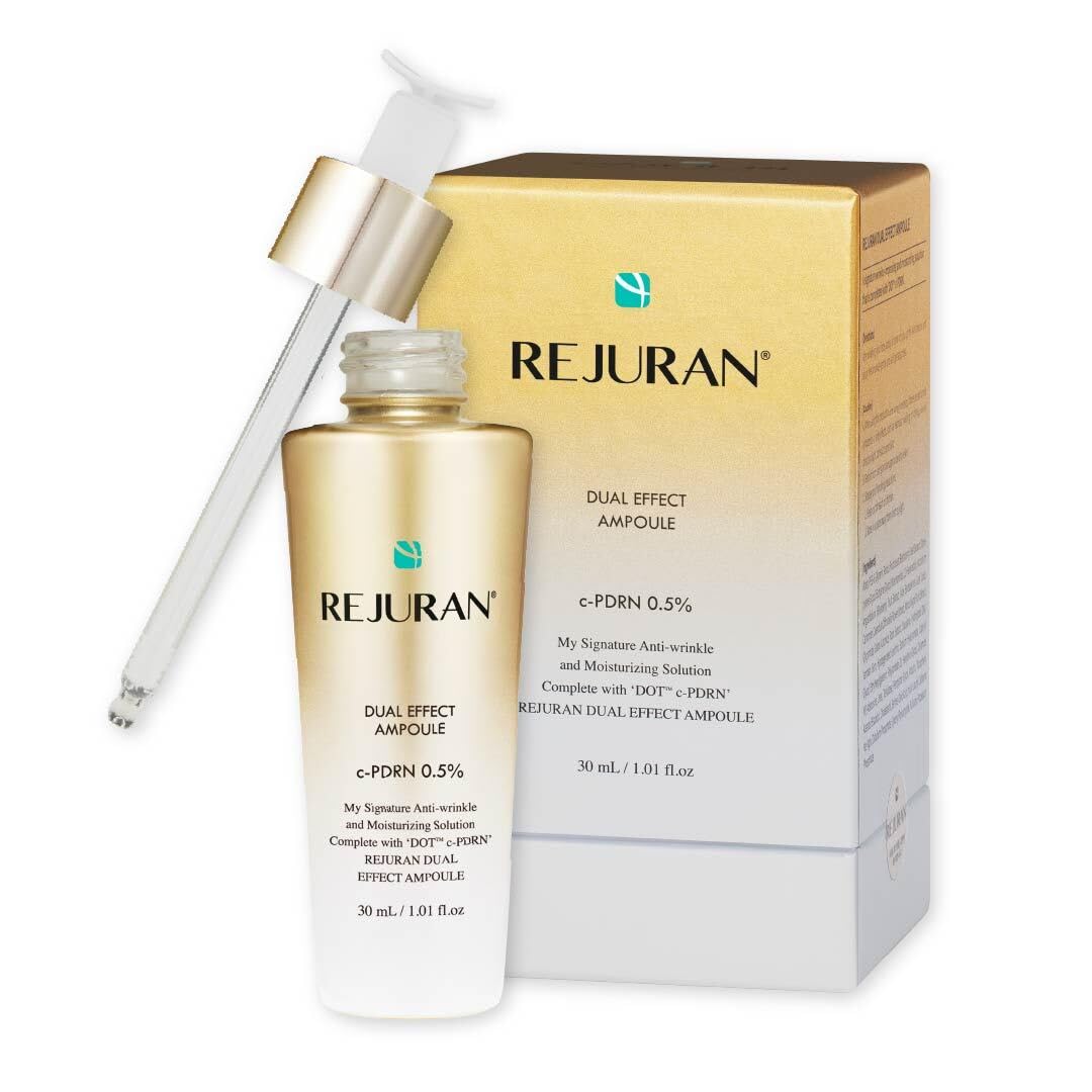 REJURAN ampolla de doble efecto: botella elegante para cuidado anti-edad suave.