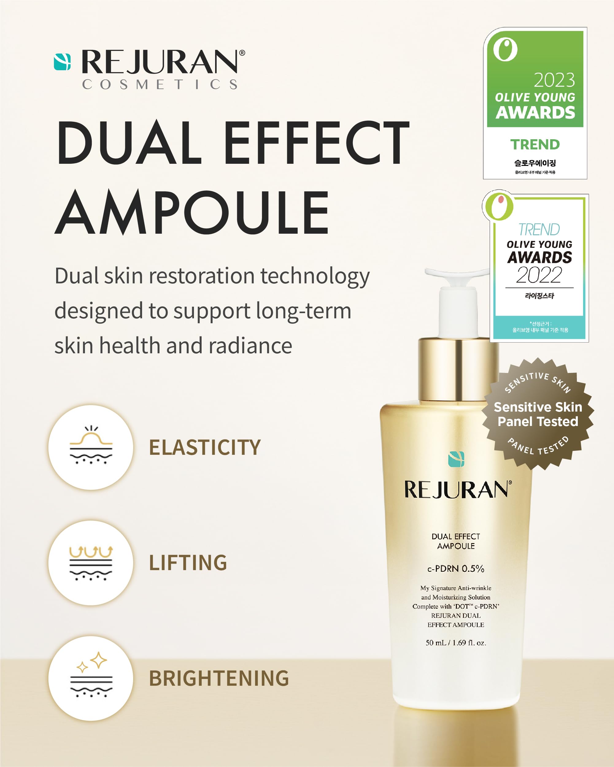 REJURAN Dual Effect Ampoule con gotero para dosificación precisa y aplicación cómoda.