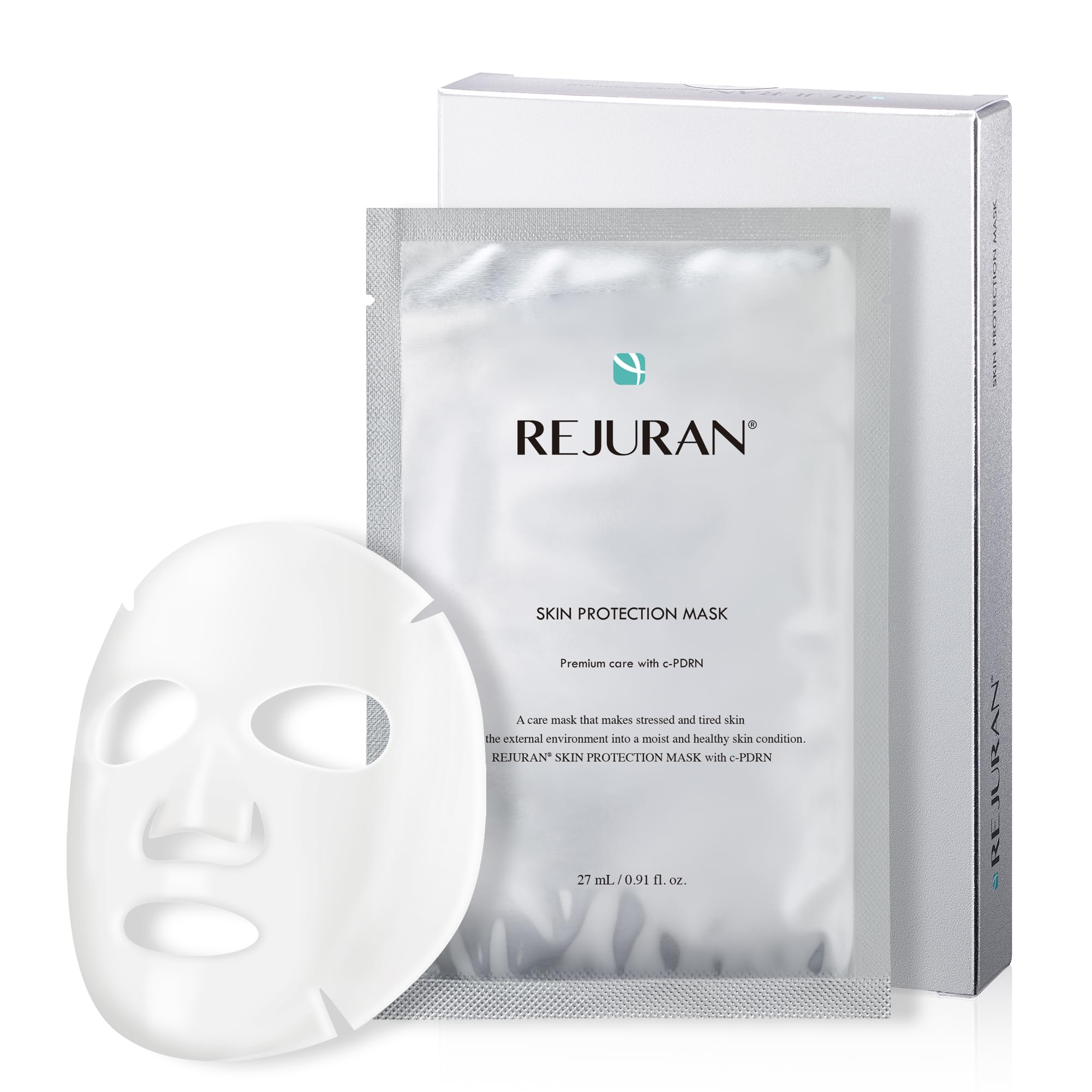REJURAN mascarilla de protección piel c-pdrn envase: cuidado suave para piel sensible.