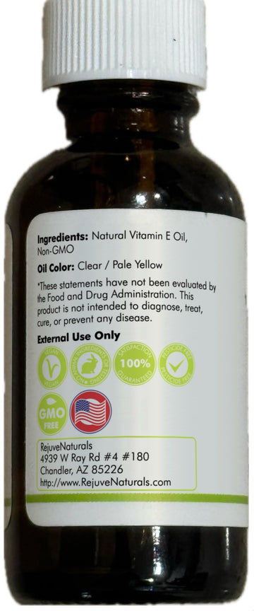 RejuveNaturals Vitamin E Oil USA-made and vegan friendly.