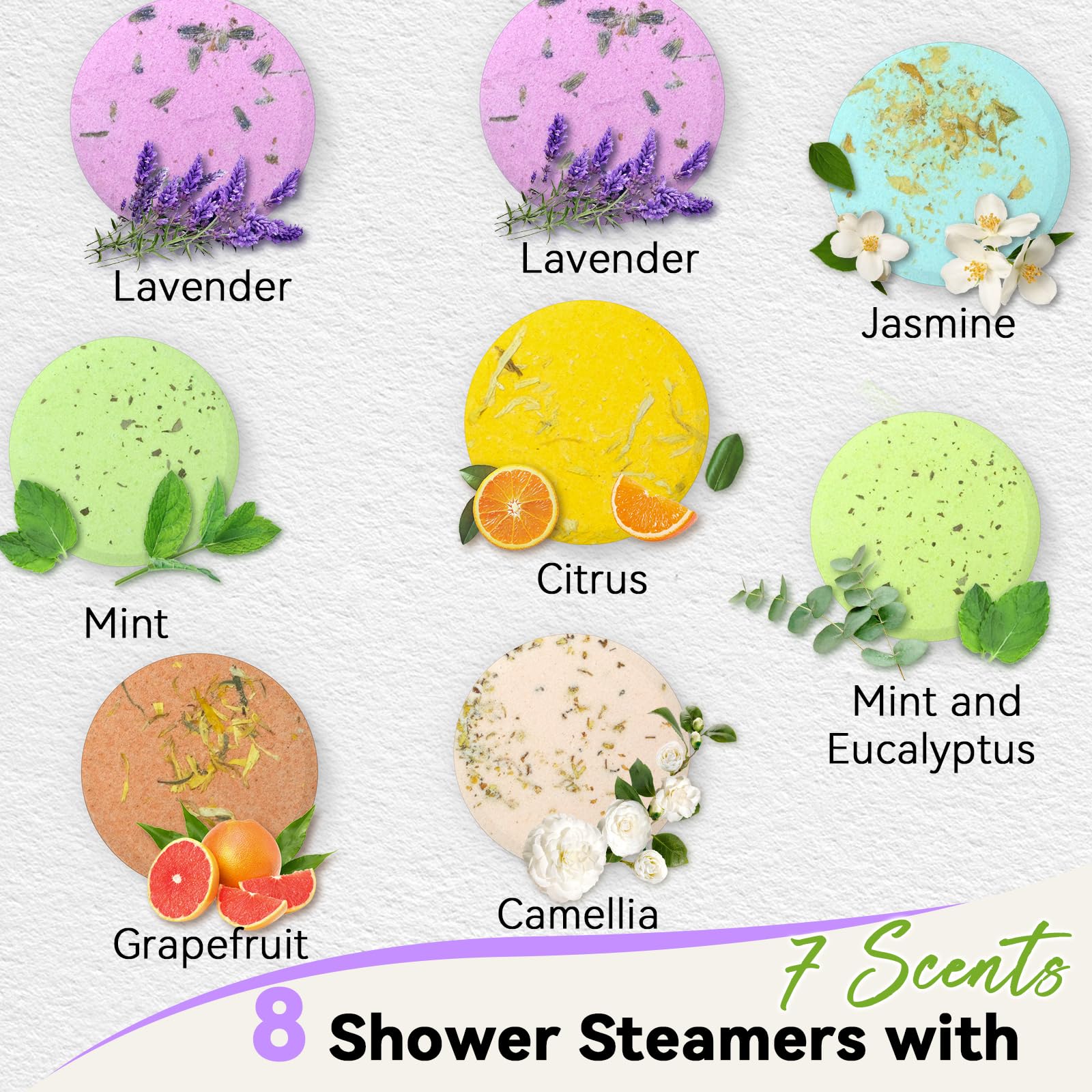 Relaso bomba de ducha aromática, conjunto 8 aromas: aroma duradero para spa en casa.