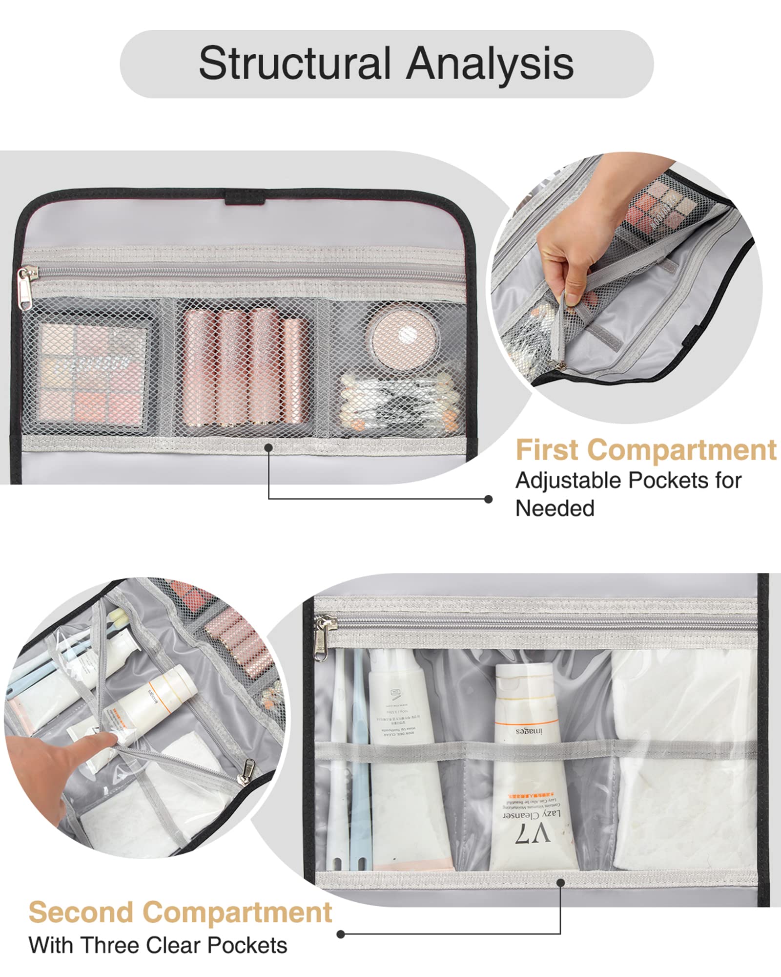 Relavel bolsa de aseo viajera gancho 360 para colgar.