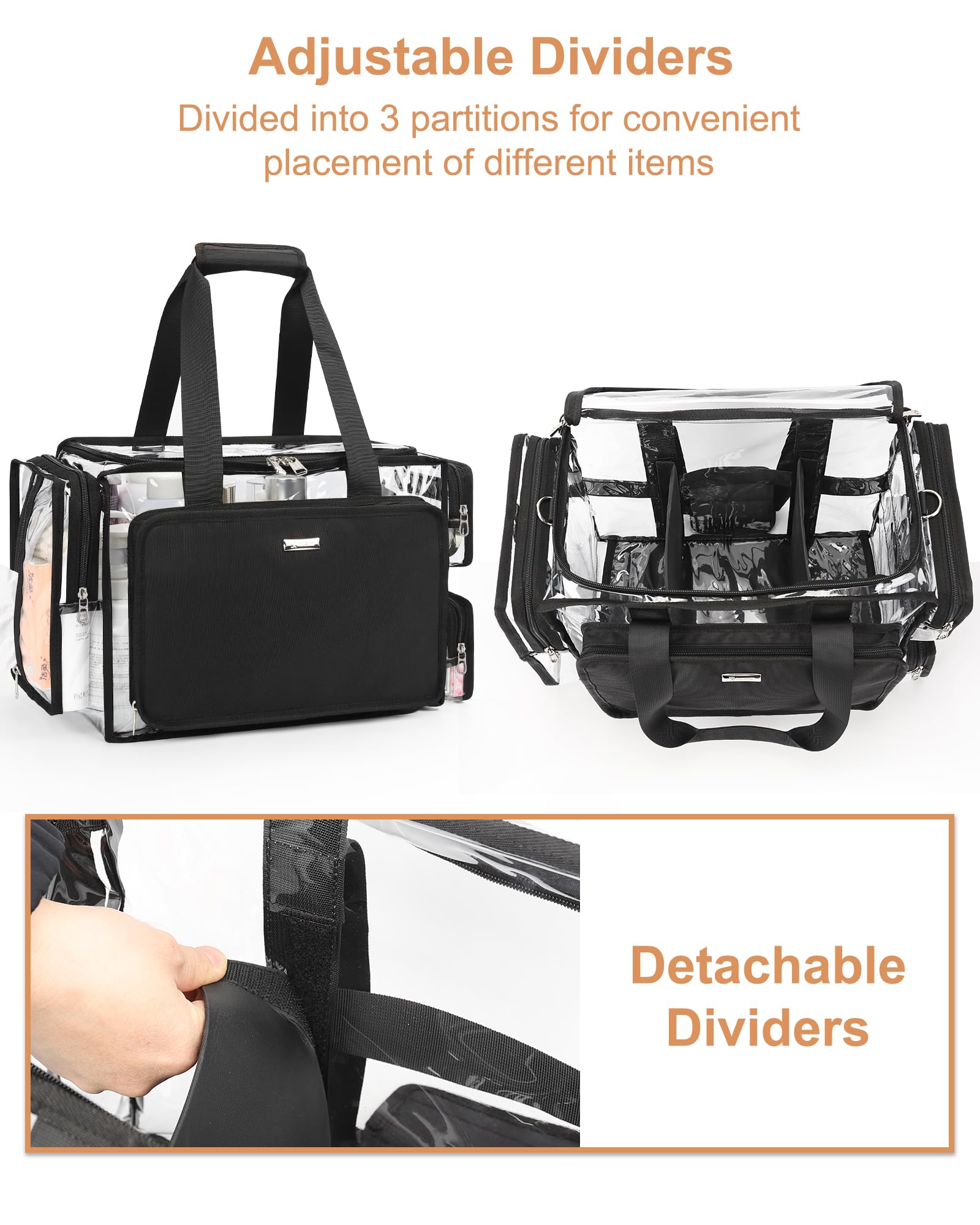 Relavel bolsa pvc transparente duradera y fácil de limpiar.