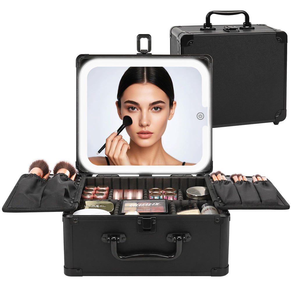 Relavel bolso de maquillaje con espejo LED para retoques rápidos en viajes