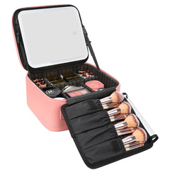 Relavel bolso de maquillaje con espejo LED, perfecto para retoques en viaje.