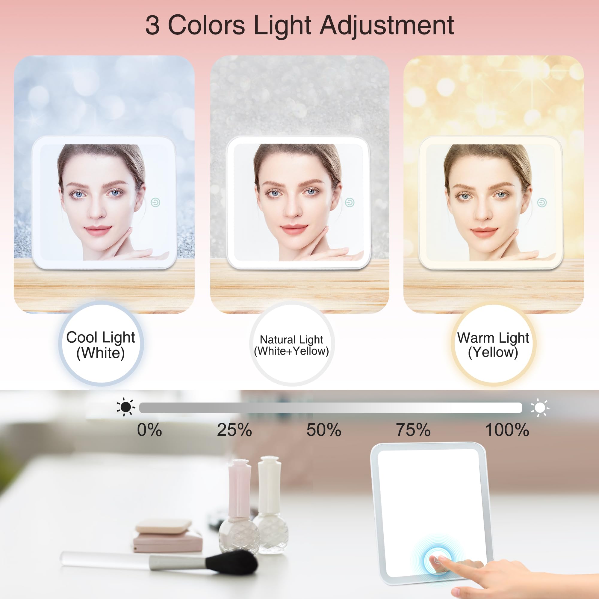 Relavel espejo con iluminación LED para retoques precisos en cualquier lugar.