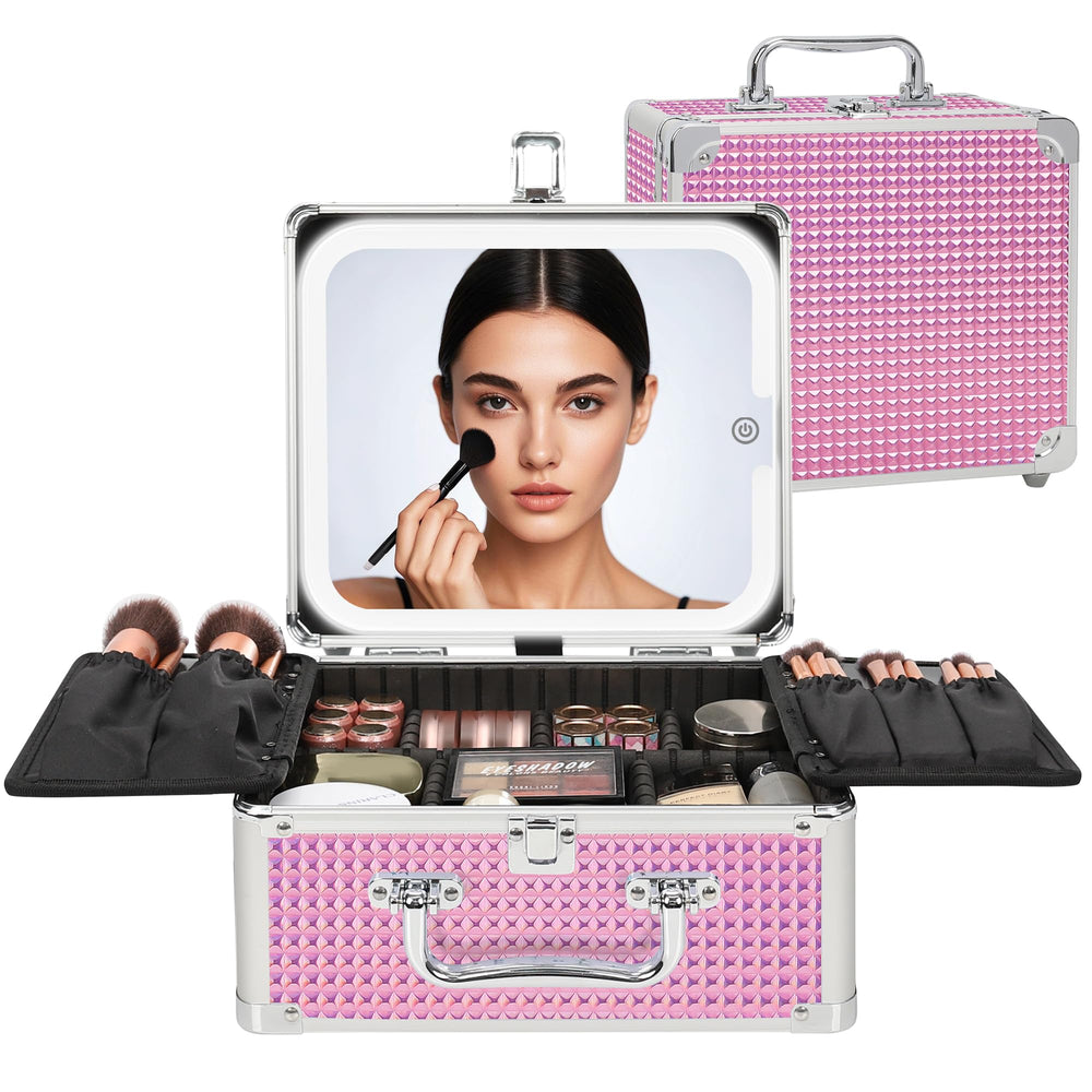 Relavel estuche de maquillaje con espejo LED para iluminación precisa.
