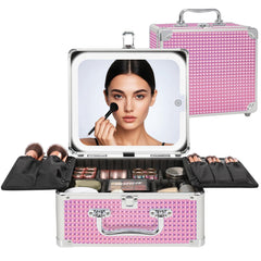 Relavel estuche de maquillaje con espejo LED para iluminación precisa.