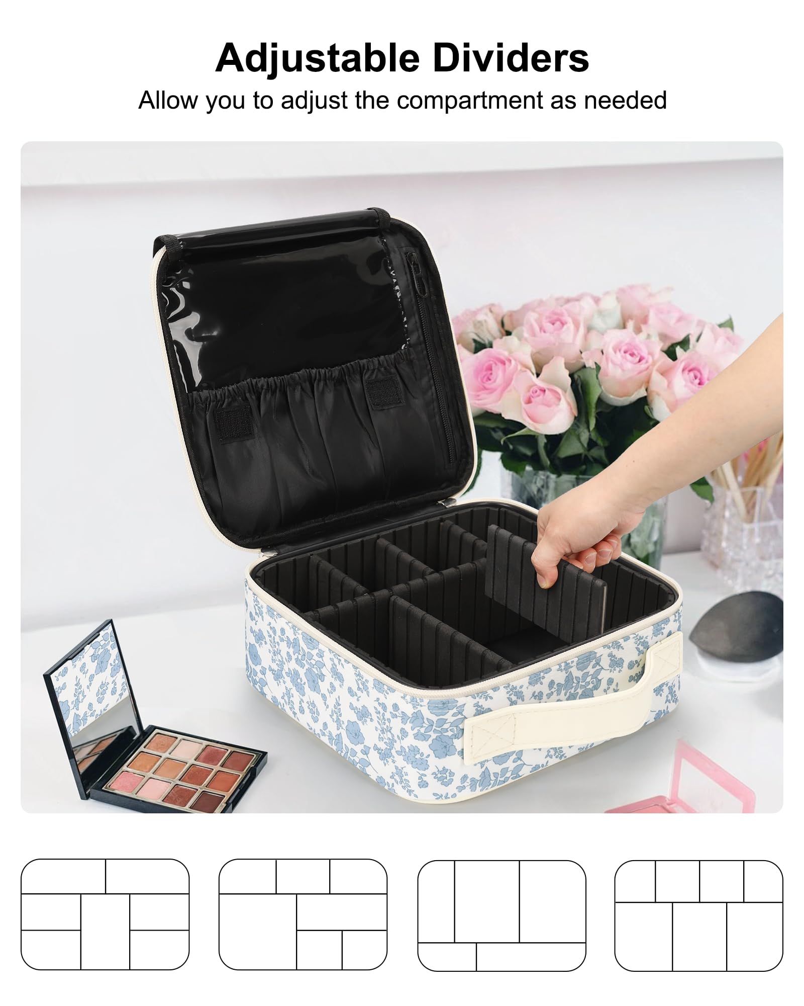 Relavel organiseur maquillage avec diviseurs reglables pour rangement personalise.