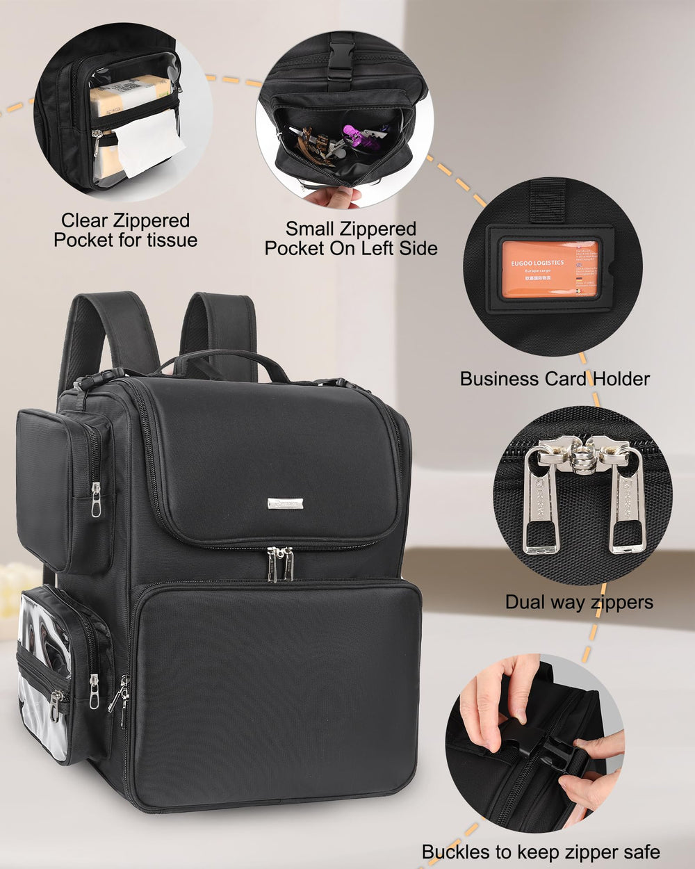 Relavel compartimento frontal con organizador para acceso rápido a accesorios.