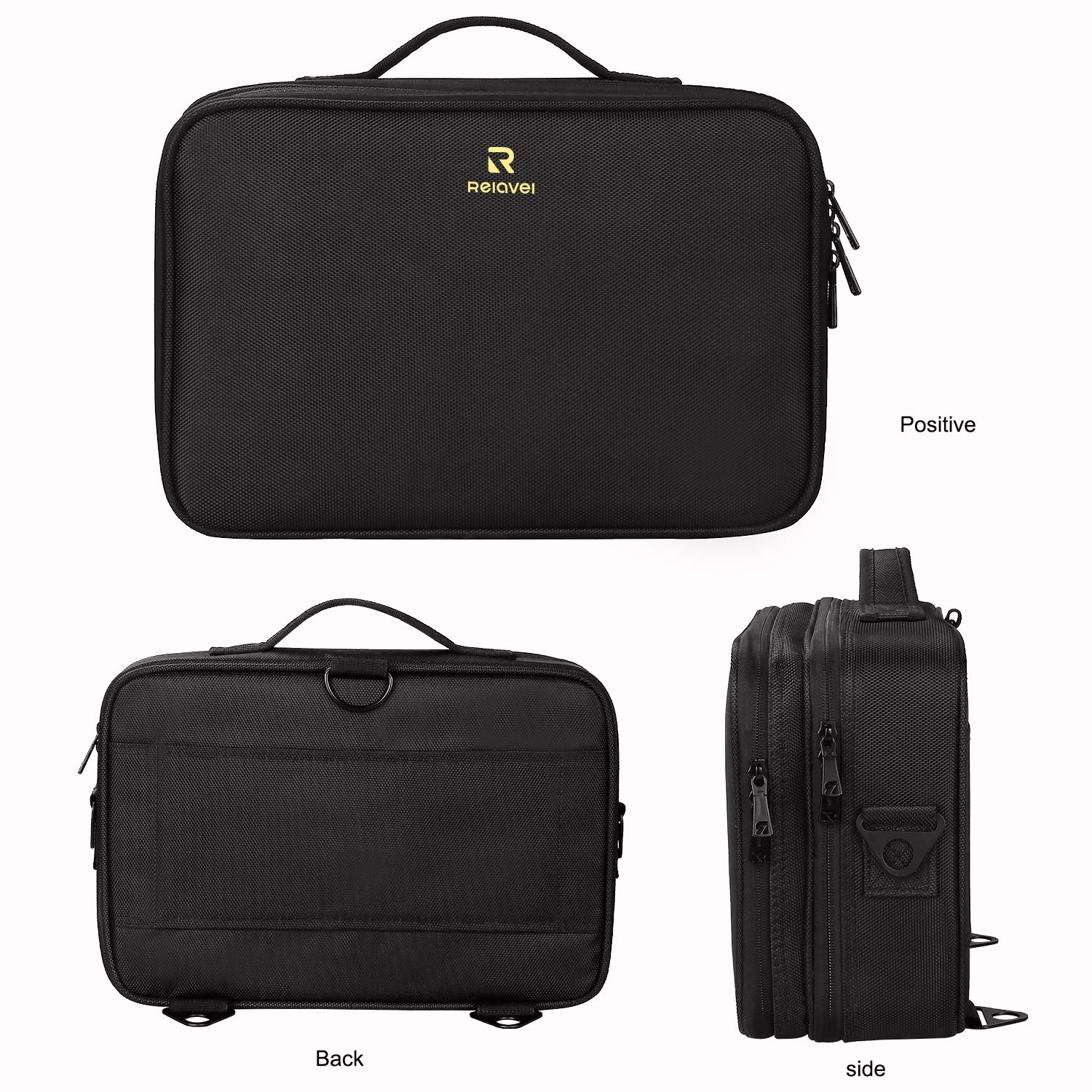 Relavel sac maquillage noir professionnel, élégant et fonctionnel pour tout nécessaire