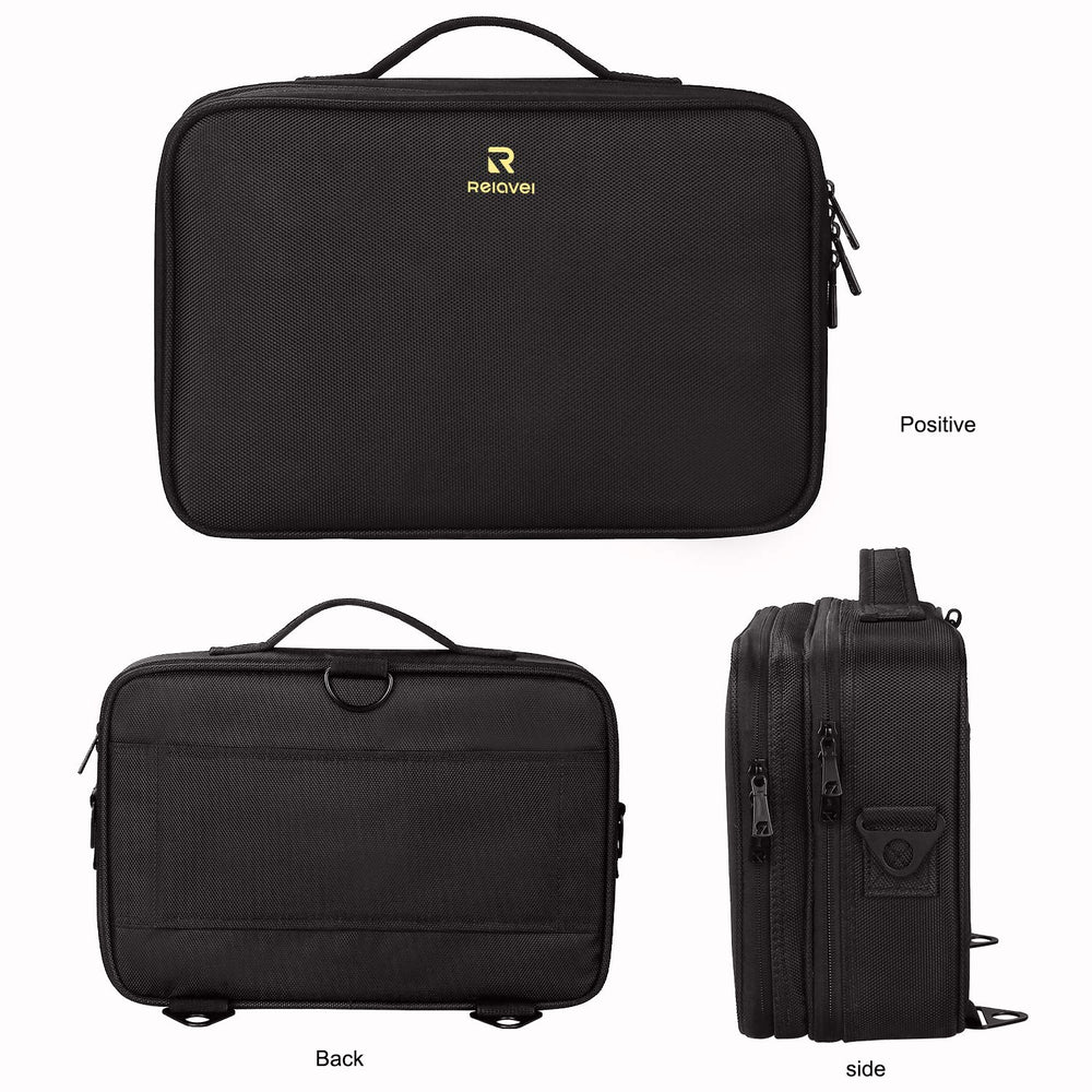 Relavel sac maquillage noir professionnel, élégant et fonctionnel pour tout nécessaire