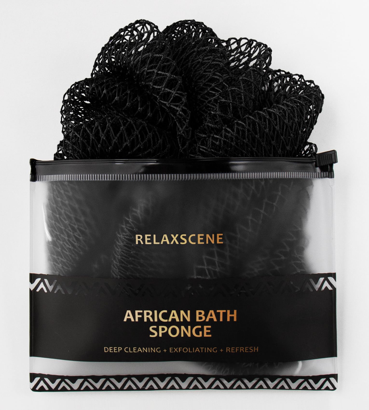 Esponja africana RelaxScene con red exfoliante para la espalda.