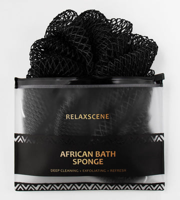 Esponja africana RelaxScene con red exfoliante para la espalda.