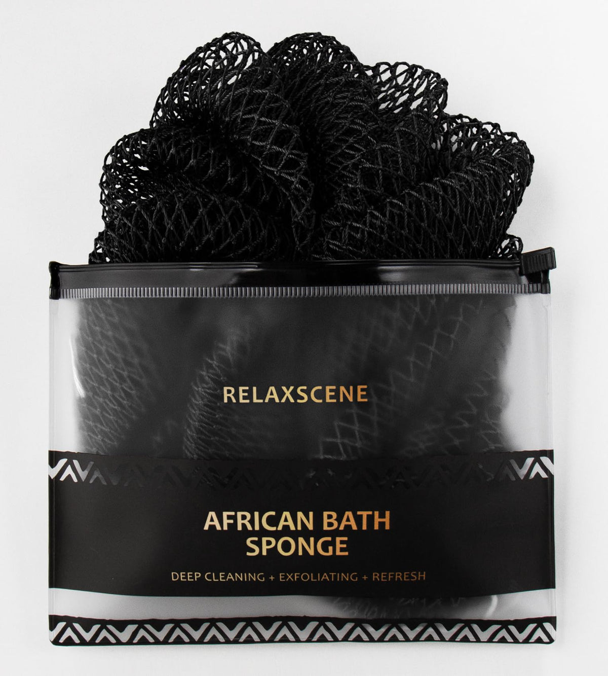 Esponja africana RelaxScene con red exfoliante para la espalda.