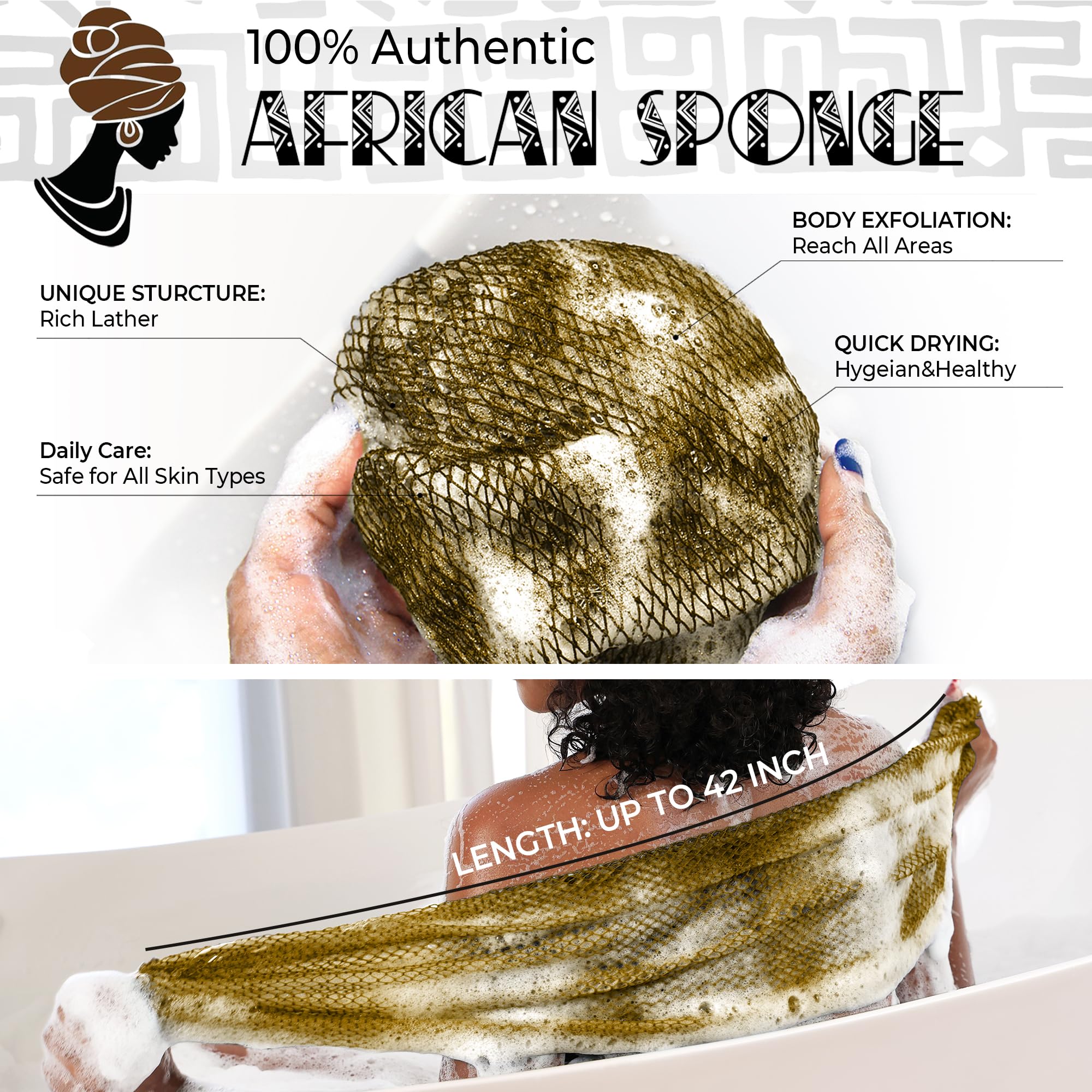 RelaxScene esponja africana con nudos para exfoliar la espalda con comodidad