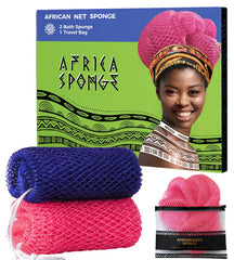 RelaxScene esponja de red africana 2 piezas en purpura y rosa para exfoliar suavemente