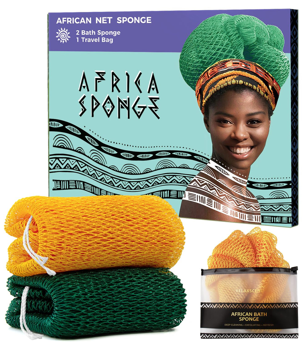 RelaxScene esponja de red africana amarilla para exfoliar y relajar la piel