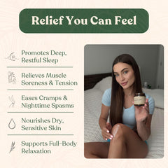 Aplicación suave de Remedy Mama Magnesio para calmar músculos