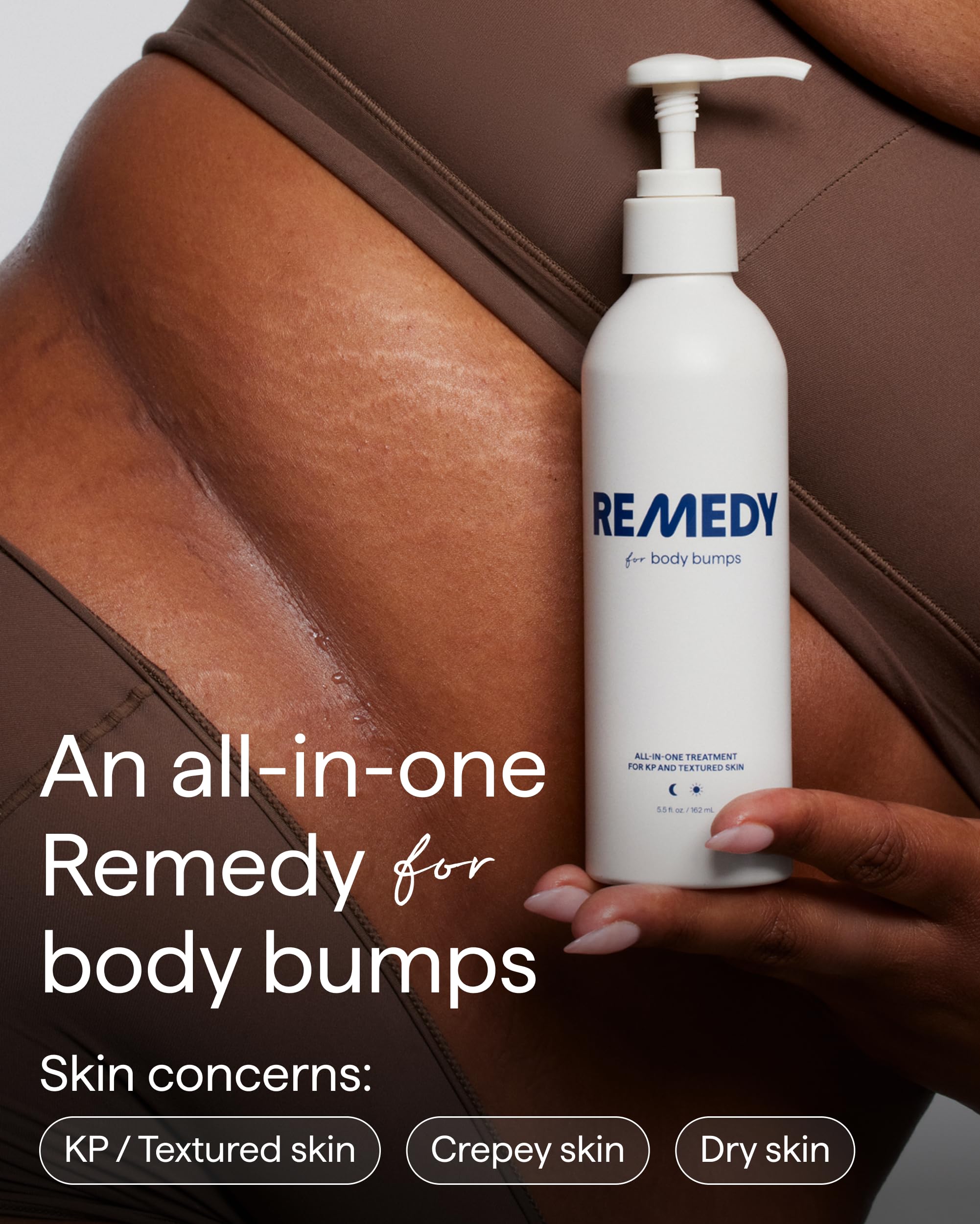Remedy Science crema corporal KP, textura crepada, piel más suave