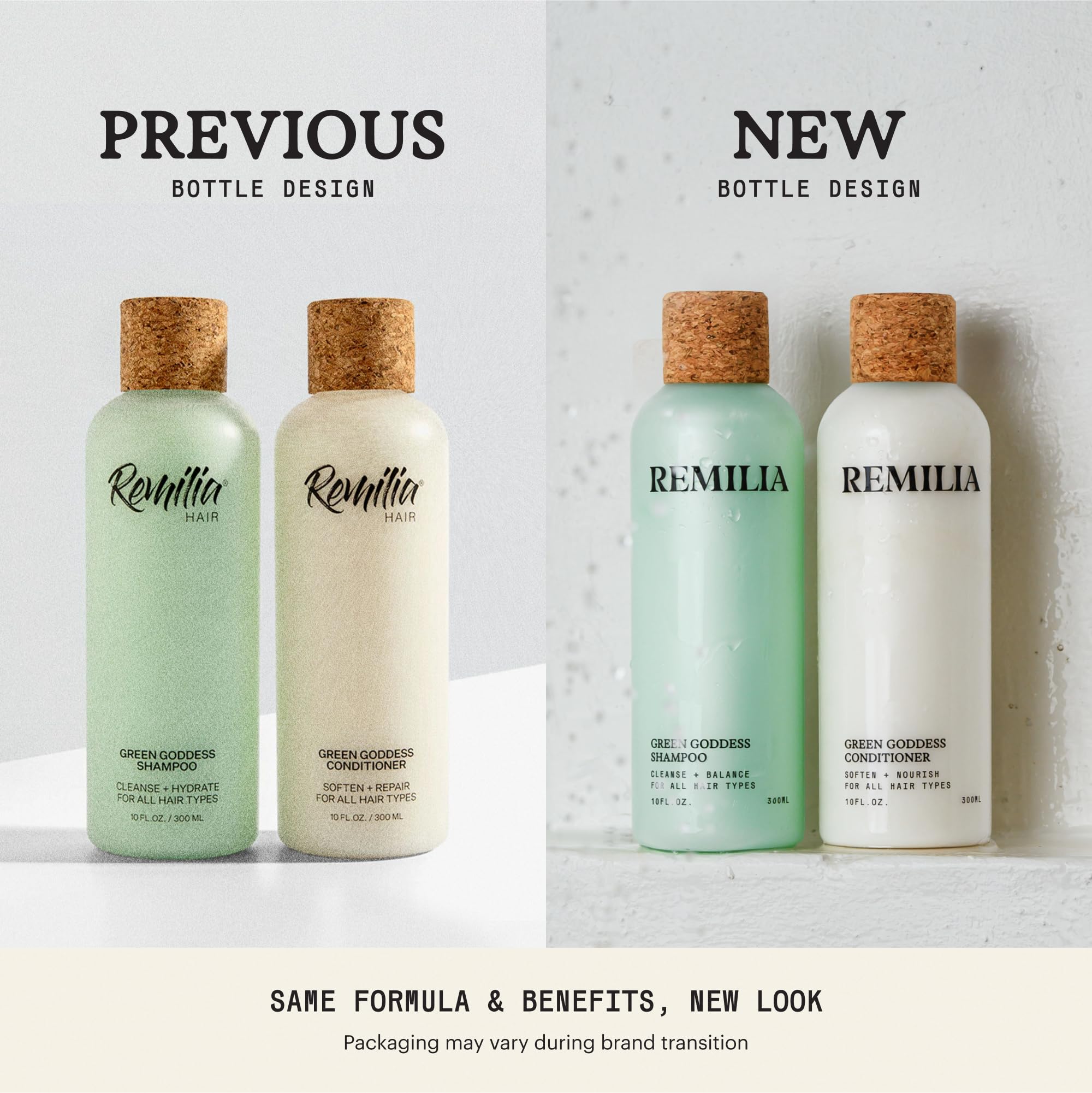 Remilia diosa verde acondicionador botella: cabello suave y manejable