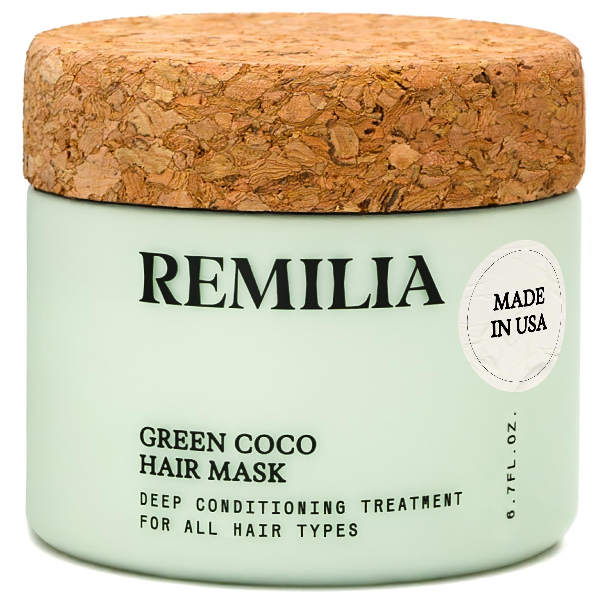 Remilia Hair Mask botella y aplicación suave para brillo instantáneo