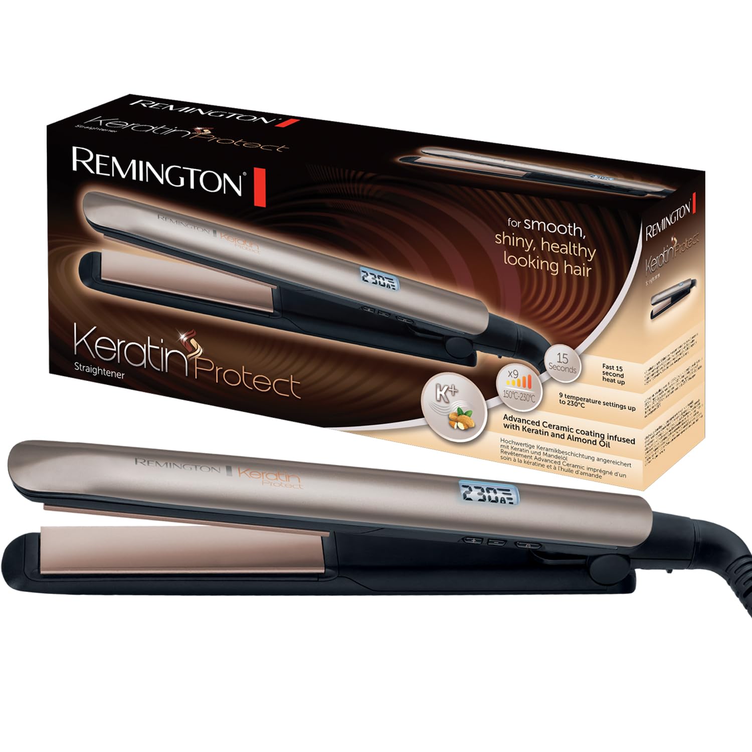 Remington S8540: placas cerámicas con keratina para un acabado suave y brillante